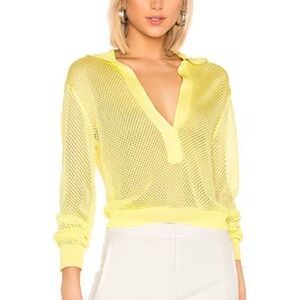 Tibi Light Yellow Mesh Knit Top